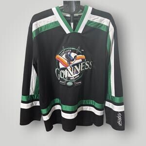 Guinness Beer Ireland Toucan Hockey Jersey Mens XL Black Embroidered 1759